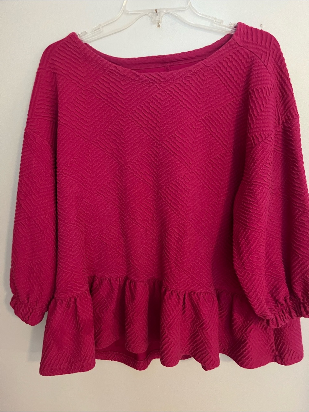 Maeve Textured Peplum Sweater in Berry Pink
